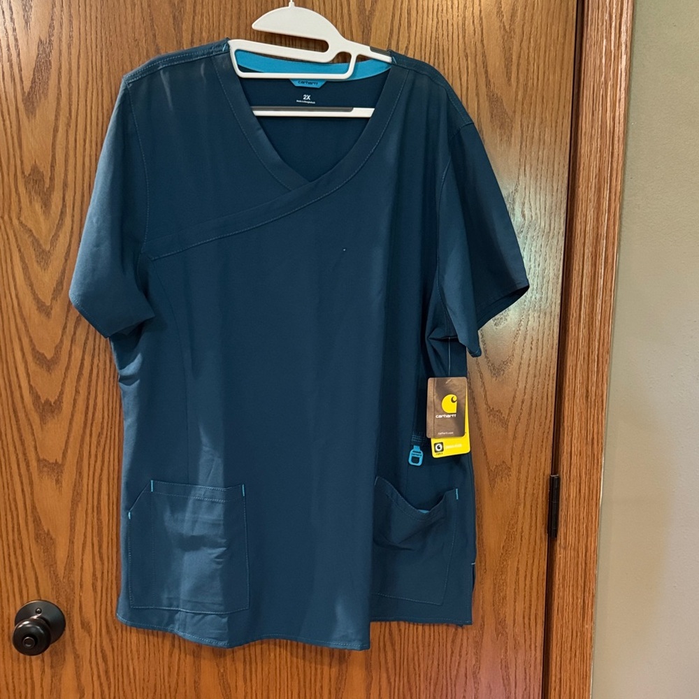Carhartt Dark Teal V-Neck Scrub Top